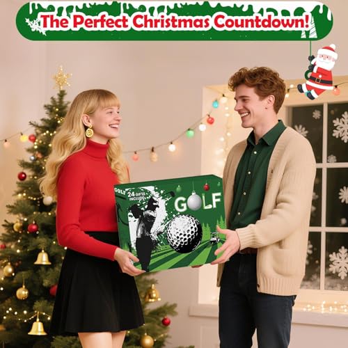 Calendrier de compte à rebours de Noël et de golf 24 avec 3 décorations d'intérieur