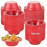 Epicover 160 Pcs Disposable Plastic Bowls, 12oz Red Solo Bowls, Dessert Cups Ice Cream Snack Salad Soup Food Serving Bowl for Party Favor Picnic