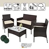 BB Sport 7-teilige Polyrattan Sitzgruppe für 4 Personen inkl. Sitzpolster und Tisch Balkonmöbel Set Sitzgarnitur - 6