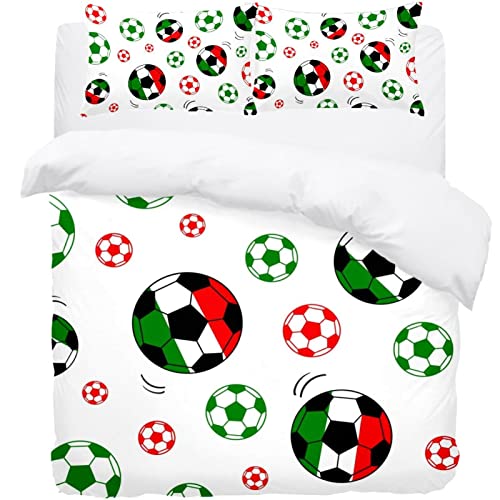 Ratgdn Italian Football Color Pattern Duvet Cover Set, Bedding Sets With Zipper Closure,1 Duvet Cover + 2 Pillow Shams, Queen Size, No Comforter #TOP1