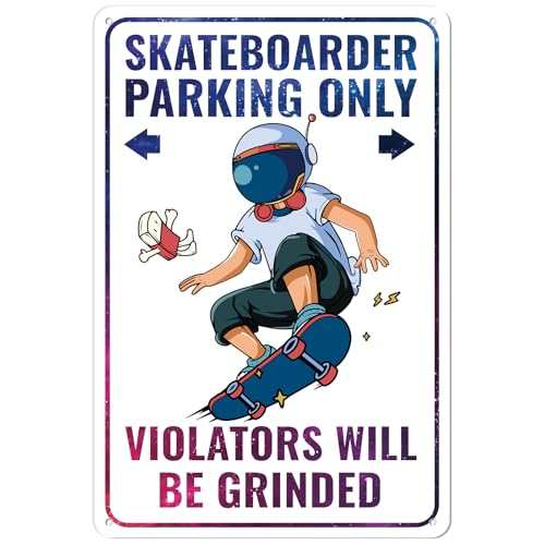 Metal Aluminum Rust Free Skateboarder Parking Sign - 8x12