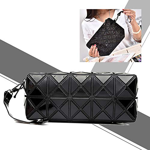 TOPFAY 1PC Plegable Brillante Rombo cosmético de la Bolsa portátil geométrica del Maquillaje de la Bolsa del Diamante Bolsa Cepillo Neceser teléfono Celular Monedero Mujeres del Embrague del mitón