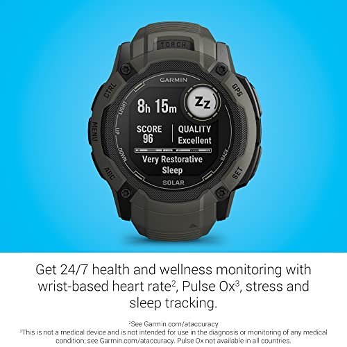 Image of Garmin Instinct 2X Solar, Rugged GPS Smartwatch, Built-in Flashlight, Solar Charging Capability, Multi-Band GNSS, Moss