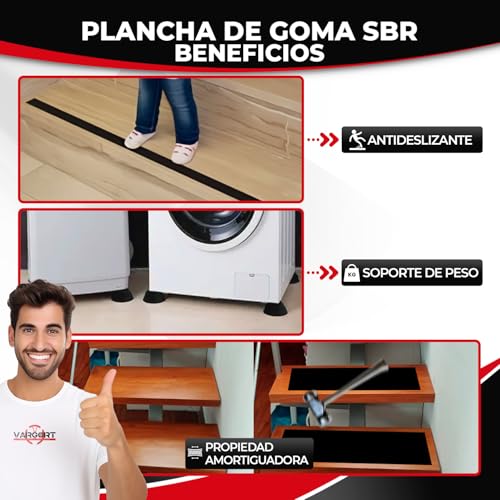 Miniatura 3 de Plancha De Goma Sbr 5mm Lámina Antideslizante Y Resistente A Aceites Para Arandelas, Bricolaje, Suelo De Gimnasio, Manualidades, Aislamiento Y Usos Industriales 2mm Rollo 300cm, Ancho: 10cm