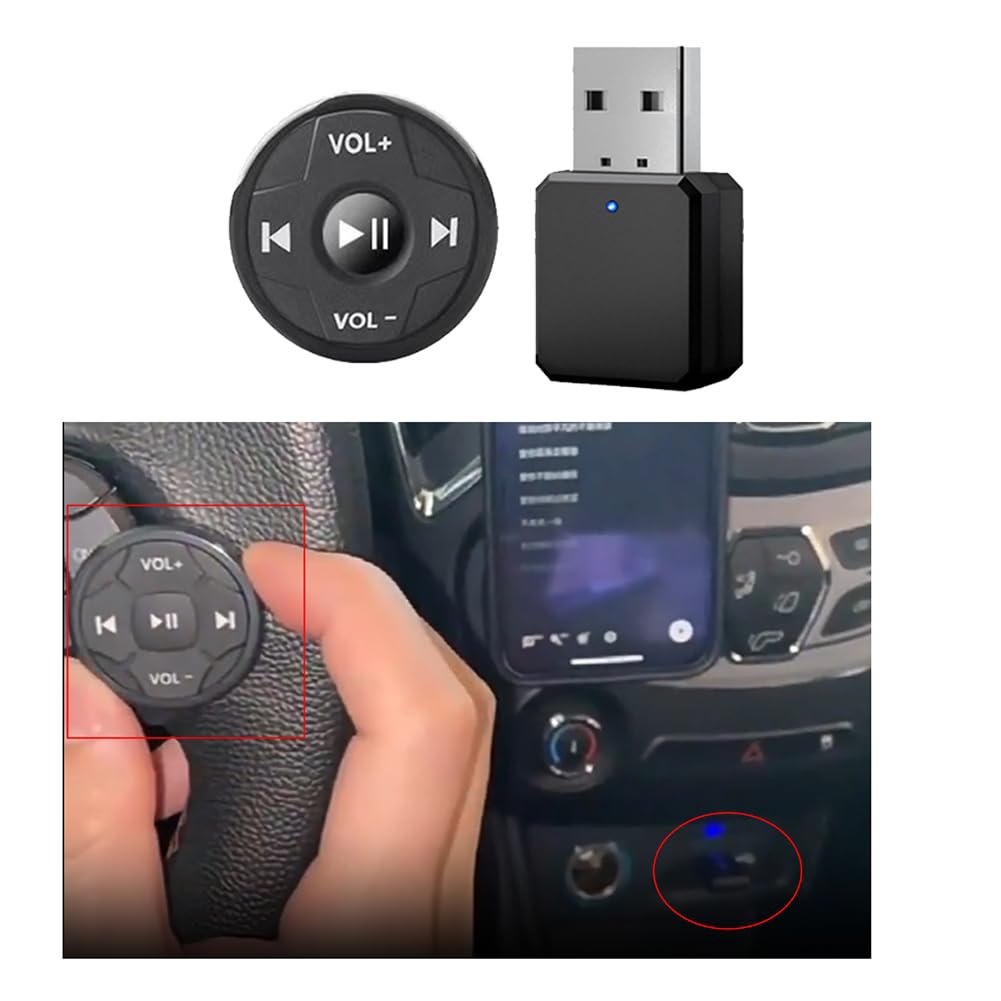 Receptor USB AUX para Coche BotóN Multimedia InaláMbrico Bluetooth Volante del Coche BotóN MultifuncióN Control Remoto