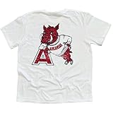 Houndstooth Clothing Co., Arkansas Razorback Leaner Tee, Officially Licensed NCAA, 100% Cotton, Men's and Women's SM-2XL White