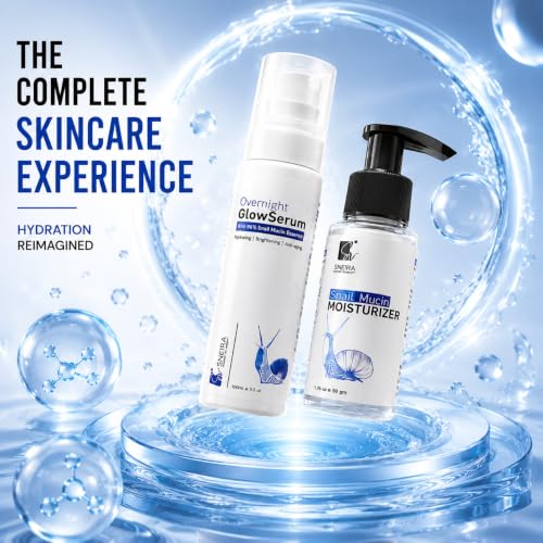 Image of Snail Mucin Skincare Combo - Snail Mucin Glow Serum & Moisturizer for Face | Korean Skin Care for Glowing Skin | Hydrating Lightweight Daily Face Care Set for Men & Women | Suitable for Oily