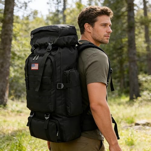 80L 2-pack Hiking Backpack for Men with Sling Tactical Backpack - Rucksack Molle Military Tactical Waterproof Lightweight Camping Backpack 3 Day Assault Pack for Travel, Climbing, Backpacking - Image 3