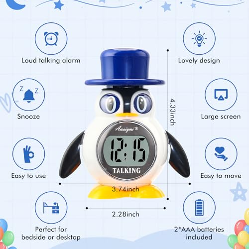 Penguin Talking Digital Alarm Clock with Snooze