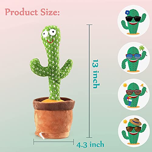 Image of Starhig Dancing Cactus Talking Toy,Wriggle Singing Mimicking Cactus,Repeat What You Say,Sing,Dance,Recording,LED(120 Songs)