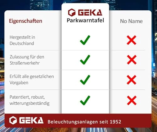 GEKA Klappbare Park-Warntafel KFZ | Das OEM Original vieler Hersteller, zugelassene Parkwarntafel, Auto, LKW, Anhänger, Wohnwagen, Sicherheit, linksabweisend (hinten)