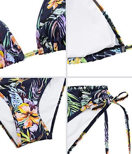 Image of American Trends Women's String Triangle Halter Bikini Set-2 Piece Swimsuit,Adjustable Ties,Removable Pads&Quick-Dry Fabric