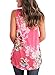 LOSRLY Women Floral Print T-Shirt High Neck Casual Blouse Sleeveless Tank Tops-Rosy XL 16 18