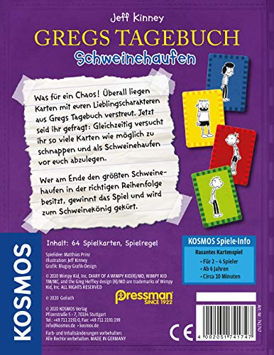 Kosmos 741747 Greg's Diary - Pig Pile, The Fast Card Game for 2-4 People from 6 Years, Yellow, Medium - Image 2