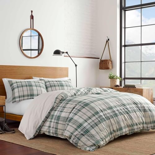 Image of Eddie Bauer - Queen Comforter Set, Reversible Cotton Bedding with Matching Shams, Plaid Home Decor for All Seasons (Timbers Green, Queen)