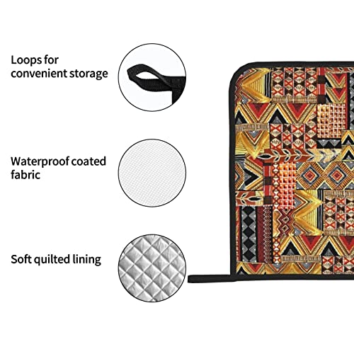 African Textile Patchwork Printed Kitchen Pot Holder Heat Mats 2-Piece Set 8Ã—8 Inch, Non-Slip Handle, Oven Heat Mats For Cooking, Baking Tripod #TOP4