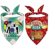 Dog Christmas Bandanas, 2 Pcs Christmas Friends Show Dog Bandanas for Friends TV Show Fans Gifts, Pet Party Costume Accessories Decoration