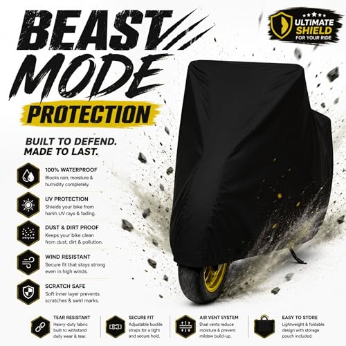 Image of Scooty Body Cover for TVS NTorq 125 Waterproof & Dustproof Scooter Cover UV Resistant, Heat Resistant & All Weather Protection Heavy Duty Triple Stitched Two Wheeler Cover (Black)
