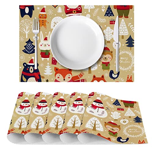 Set de table tissu Oxford lavable rigide et résistant pour décoration Noël