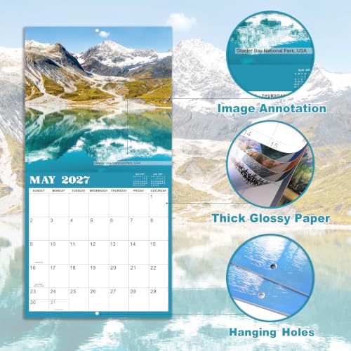 Image of 2027 Calendar - 2027 Wall Calendar - 2027 National Parks Wall Calendar | Jan 2027 - Dec 2027, 12 inch x 24 inch (Open), Thick & Sturdy Paper, Beautiful National Parks