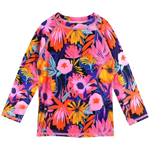 Image of XFGIRLS Girls 2-Piece Swimsuit Long Sleeve Rash Guard Set Toddler 6M-8Y | UPF 50+ blocks 98% UV, Quick-dry, Easy on /off, Bright colors stand out, Machine wash, Breathable, Beach, swim, water park