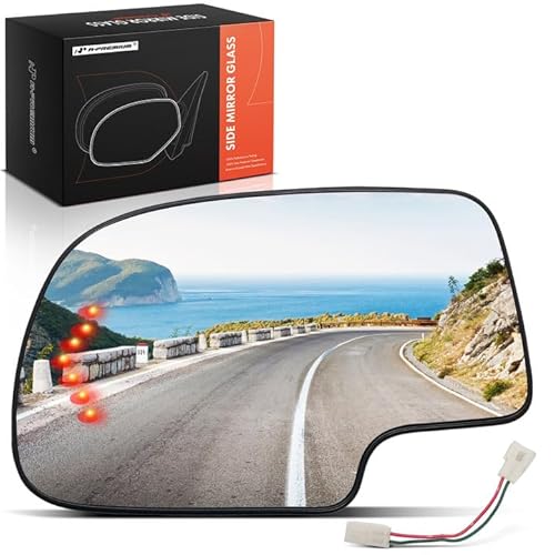 A-Premium Driver Side Heated Mirror Glass - Compatible with 2003-2007 Chevy Silverado, Avalanche, Suburban, Tahoe & GMC Sierra, Yukon & Cadillac Escalade - Exterior Side View Mirror with Turn Signal