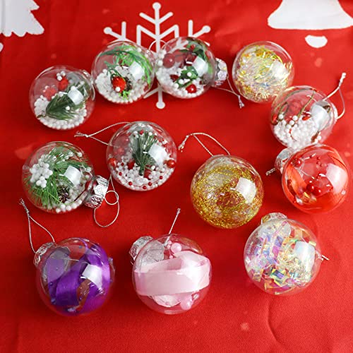 PLCatis Bola Transparente Bolas Navidad 12 Piezas 6cm Bolas Plastico Adornos de árbol de Navidad de Bricolaje para Decoraciones Navideñas Cover