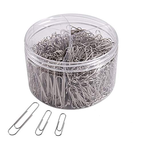 GoldAu Paper Clips Assorted Sizes 700 Count Binder Clip Paperclips Large Jumbo 2 Inches, Medium 1.3