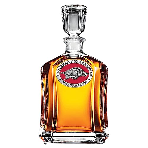 Image of Heritage Pewter Arkansas Capitol Decanter | 24 OZ Whiskey Decanter for Liquor with Airtight Stopper | Expertly Crafted Pewter Glass