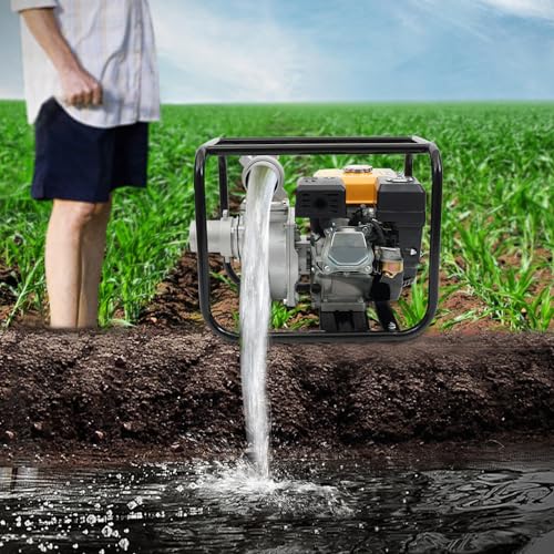 JAYGOVAN 4-Stroke 196CC Gas Engine Water Pump,3 inch, 7.5HP 3600-RPM, Gasoline Powered Trash Water Transfer Pump Commercial Grade Engine Portable High Pressure,23FT Suction 92FT Lift