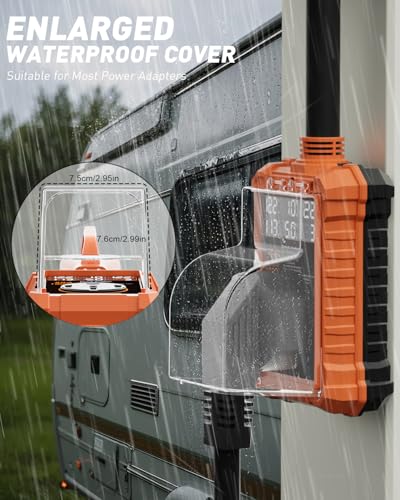 Image of RV Surge Protector 50 Amp with Digital Display & Auto-Shutoff | 16,000J Circuit Analyzer, Real-Time Voltage Current KWH, Waterproof RV Power Surge Protector for Camper, Motorhomes