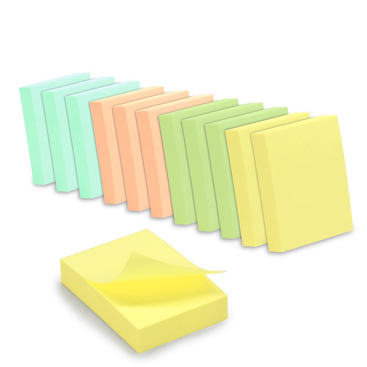 WAYTEX 1200 Removable Sticky Notes Pastel Colours 12 Pads of 100 Sheets 3.8 x 5 cm Vertical