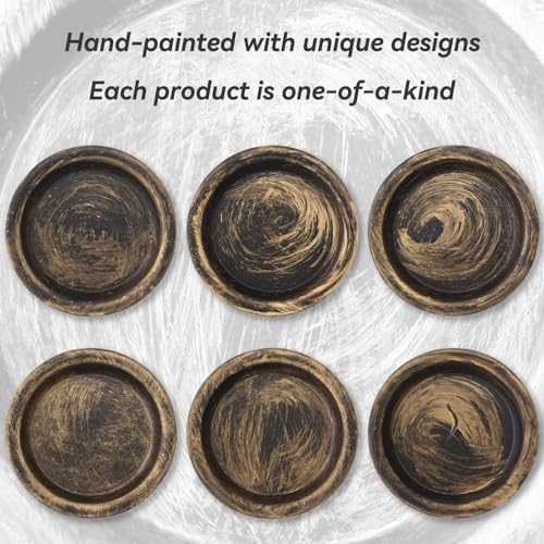 Thindolex BJ-6DNL-CB06 Black/Gold Iron Candle Plate, Set Of 2, Metal Saucer Style Candle Holder For Pillar/Scented/Flameless/Ball Candles thumb #4