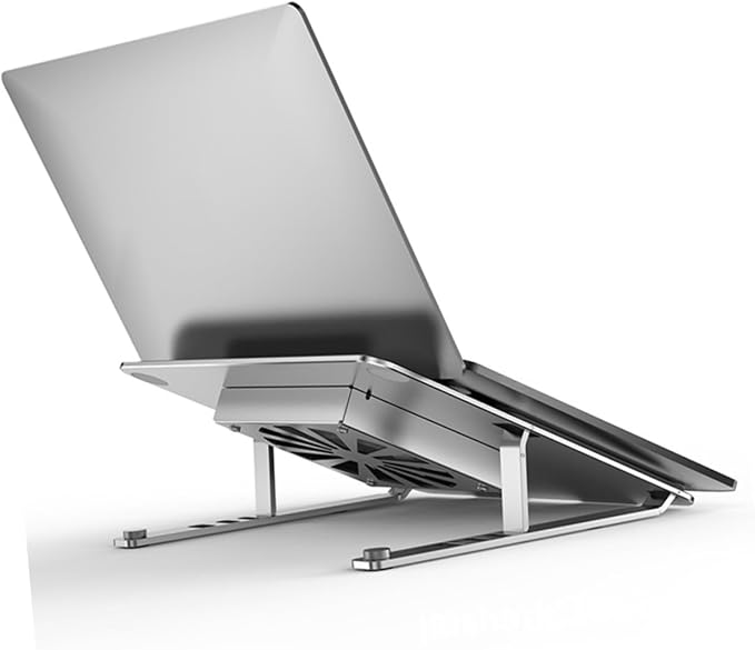 Base para portátil ajustable de aleación de aluminio con ventilador miniatura 6