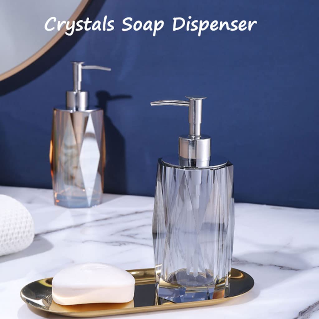 Nachfüllbarer Seifenspender mit Edelstahl-Pumpe, Seifenpumpe, Kristall-Lotion-Flasche, Flüssigkeitsspender, 200 ml, nachfüllbare Seifenflasche für Küche, Bad, A-1 Stück