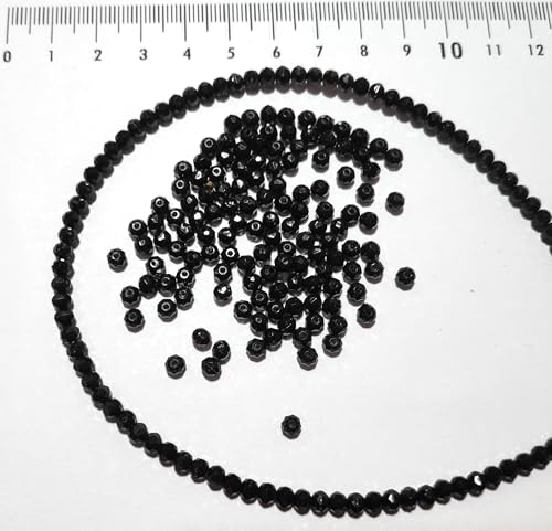 Image of GoSetGet! 4mm Rondelle /Tire (1000 Pcs) Black Crystal Macrame Plastic Beads for Arts, Crafts & Decoratives-High Sparkle Cutting Crystal Beads for Macrame, Jhula, Torana, Jhumar (Black)