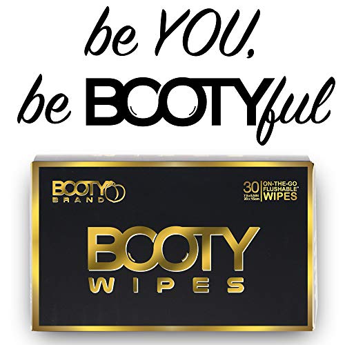 BOOTY WIPES for Men - 30 Individually Wrapped Flushable Wipes for Adults, Flushable Wet Wipes Great for Travel, pH Balanced, Infused with Vitamin-E & Aloe
