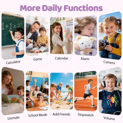 4G Smartwatch Kinder GPS, Kinderuhr mit 4G Videoanruf Voice Chat Schulmodus WiFi SOS Spiele Wecker Stoppuhr Schrittzähler Taschenrechner, Telefon Uhr für Mädchen Jungen 4-12 Jahren Geschenk, Lila