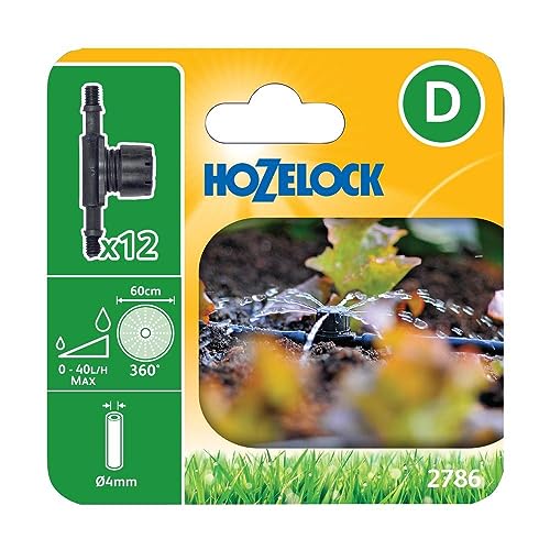 HOZELOCK - Micro Sprinkler Adjustable 360° In-Line, ø 4 mm : Adjustable Flow 0-40 LPH, 60cm Coverage [2786 0012]