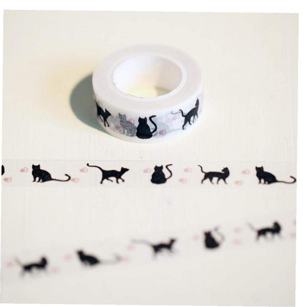 Ruluti 1Pc Decorative Washi Tape, Adhesive Cats Pattern Tape Scrapbooking Bullet Journaling Tape Arts And Crafts Decoration, 15Mm*10M