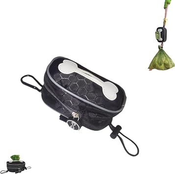 Poop Bag Holders for Leashes,Elastic Cord Dispenser Pouch and Zipper,Carabiner,Lightweight Waterproof Fabric,Doggie Poop Bags Rolls for Leash,Convenient Water Clean,Poop Bags Excluded