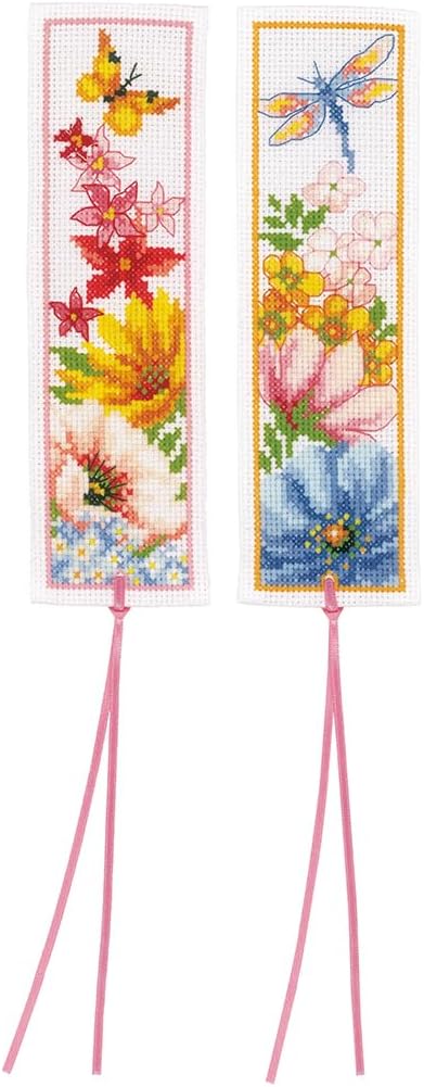 VERVACO (3PL) Cross Stitch, Set of 2, Colourful Flowers (14 Count)