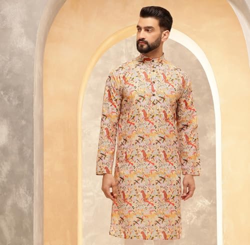 Image of SOJANYA Men's Deep Purple Ethnic Kurta with Intricate Abstract Print | Modern Festive Style