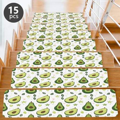 Protectores de escalera para interiores con diseño botánico de aguacate de alta resistencia 6