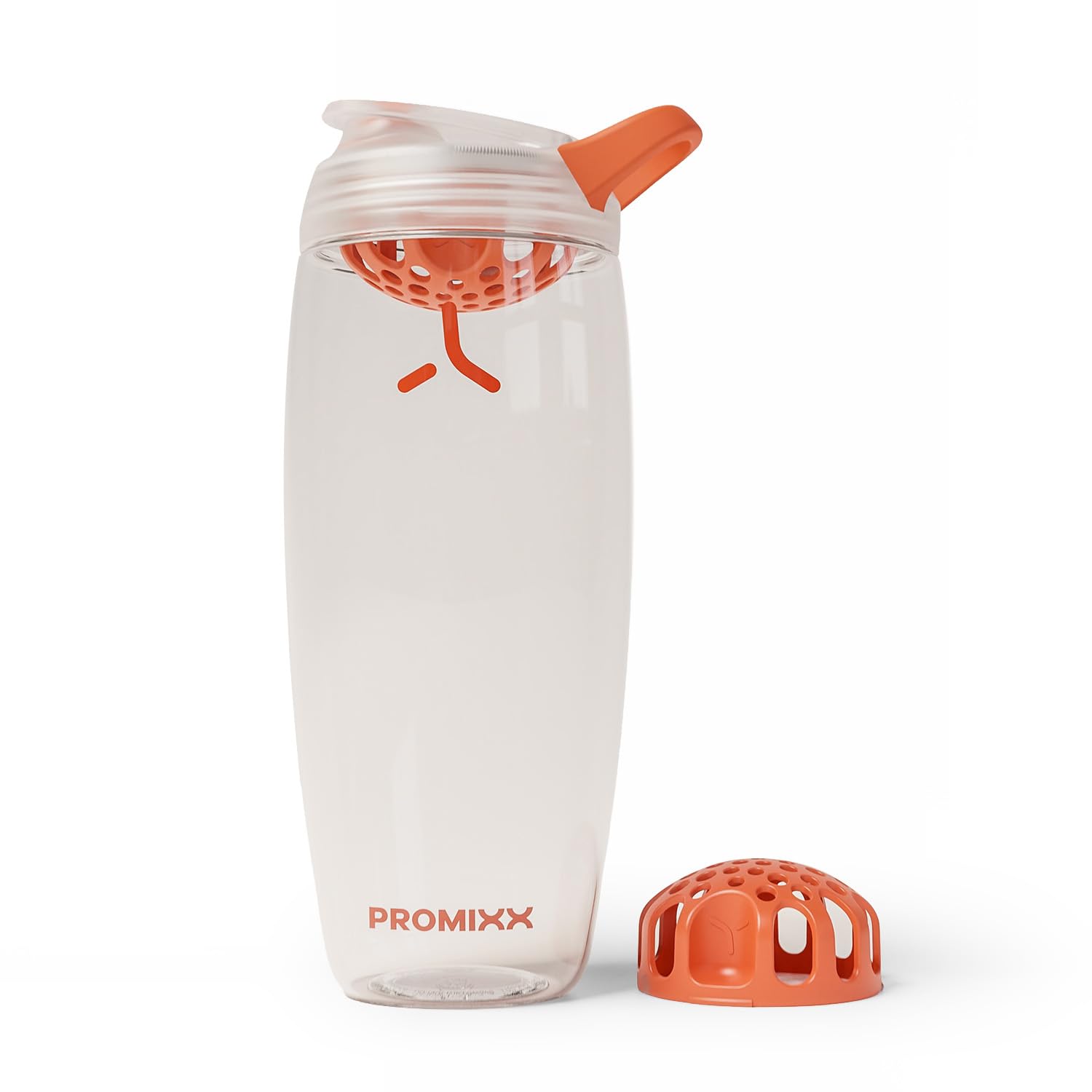 Promixx Pursuit Protein Shaker Bottle – 950ml Silent Snap-Fit Mixer for Lump-Free Shakes – Leak-Proof BPA-Free Ecozen Gym Shaker with Measurement Marks for Fitness and Travel – Clear
