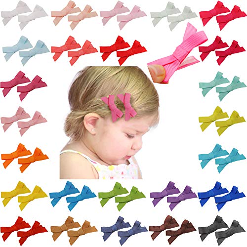 Qearl 50Pcs 2 Inch Baby Girl Fully Lined Hair Bows Clips With Alligator Clips Hair Barrettes Fine Hair for Toddlers Kids in Pairs