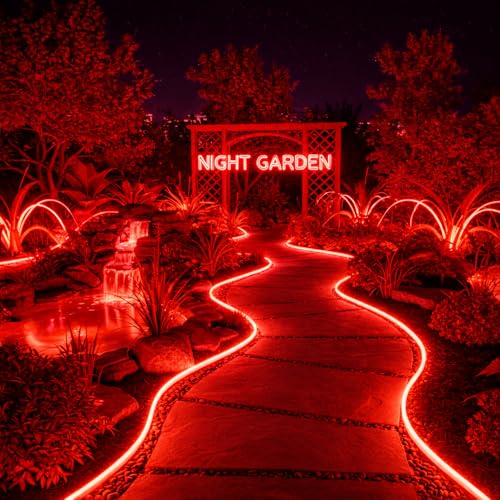 Image of Red Neon LED Strip Light 5 Meter with Adapter | Flexible IP65 Waterproof Silicone Rope Light for Indoor and Outdoor Bedroom, Ceiling, Gaming Room, Party Decoration
