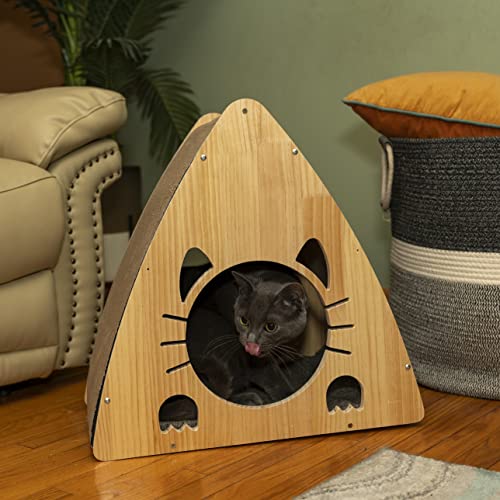 Armarkat Real Wood Medium Triangular Natural Solid Wood Cat Condo S2106 #TOP2