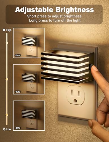 JandCase LED Night Light, [2 Pack] Night Lights Plug into Wall with Dusk to Dawn Sensor, Dimmable Plug in Night Light, Adjustable Brightness, 3000K Soft White Nightlight for Bedroom Bathroom Hallway