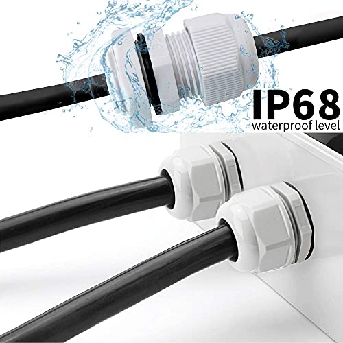 Image of MAKERELE 1 /2 NPT Nylon Cable Gland Strain Relief Connector Waterproof IP68 | 1 /2 Inch NPT, 20pcs, Grey Cable Gland, 6-12mm Cable Diameter with Gaskets, Wire Grommet, for Electrical Junction Box